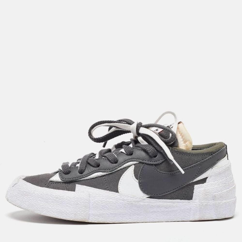 Nike X Sacai Blazer Size 40 Grey Leather And Suede Low Top Sneakers